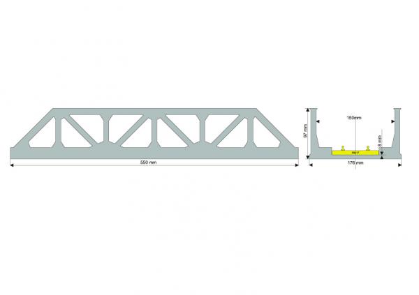 SB-1  Stahlbrücke 55cm 1:22,5